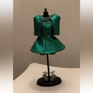 Vintage Shillman 70s Emerald Green Cocktail Party Dress, Panties, & Jacket